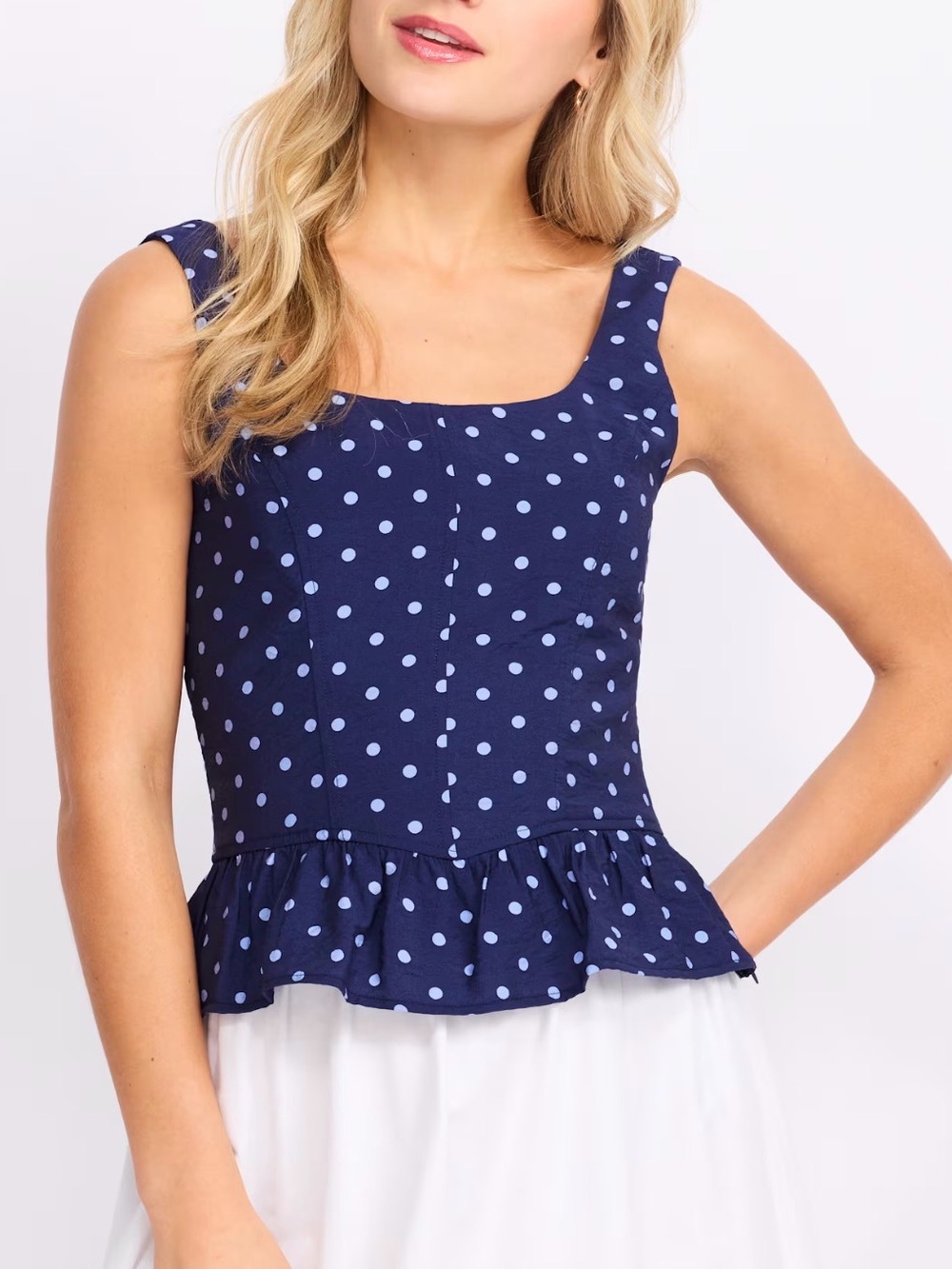 Montgomery Post Marise Peplum Tank Top Blue Medium NWT STITCH FIX